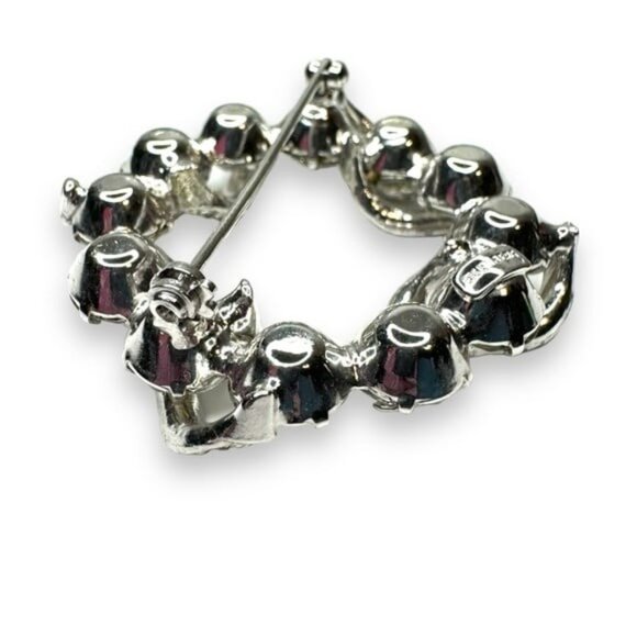 Eisenberg Clear Rhinestone Wreath Brooch Silver Tone Swirl Design Vintage - Picture 9 of 10